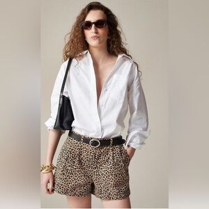 J. Crew 3” Pleated Heritage Chino Shorts Leopard Print Black Tan Brown Sz. 6 NEW